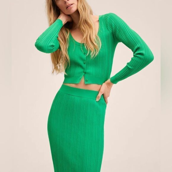 Mango Green Co-Ord Set New Skirt Cardigan - Picture 9 of 13